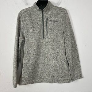 Eddie Bauer Jacket Sweater Pullover Coat Marled Gray Zip Radiator Fleece‎ Knit